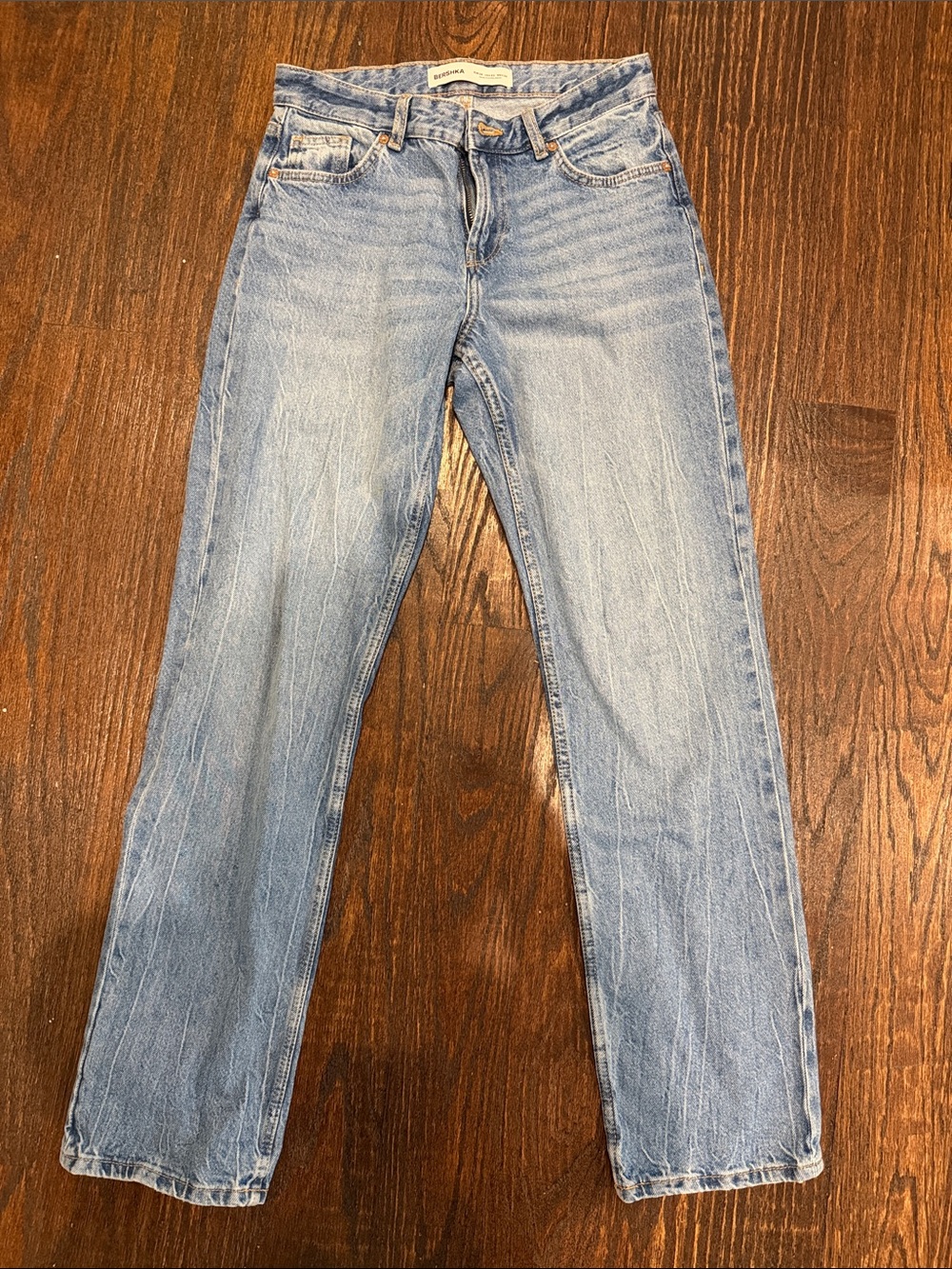 Bershka Light Blue High-Rise Denim Jeans